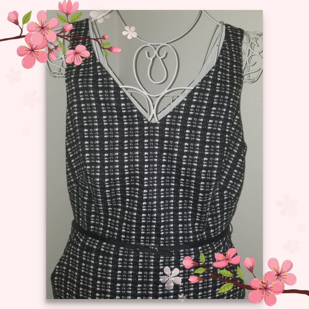 Ralph Lauren Black and White Plaid Midi Dress